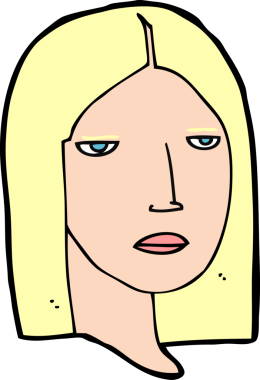 bir insan tarafından çizilmiş ciddi bir kadın çizgi filmi.