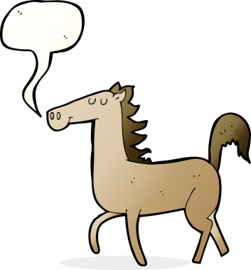 Bir insan tarafından çizilmiş konuşma balonlu çizgi film atı.