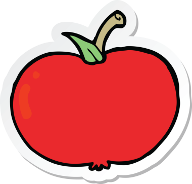 Bir insan tarafından çizilmiş çizgi film elmasının çıkartması.