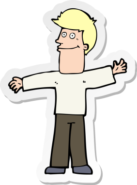 Bir insan tarafından çizilmiş mutlu bir adamın çıkartması.