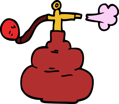 Bir insan tarafından çizilmiş karikatür parfüm şişesi.