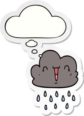 Düşünce baloncuklu karikatür fırtına bulutu insan tarafından çizilmiş bir çıkartma.