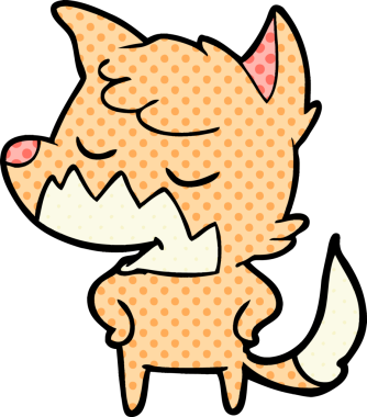 Bir insan tarafından çizilmiş dost canlısı çizgi film tilkisi