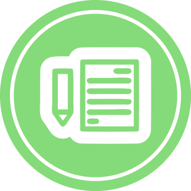 bir insan tarafından çizilmiş belge ve kalem dairesel simgesi