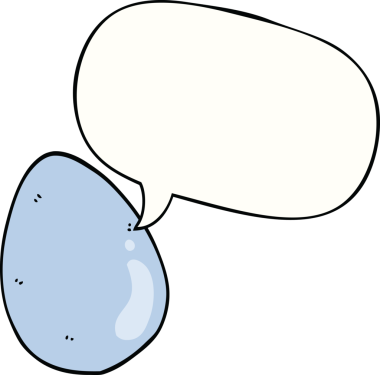 Bir insan tarafından çizilmiş konuşma balonlu çizgi film yumurtası.