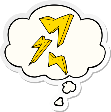 Düşünce baloncuklu karikatür yıldırımı insan tarafından çizilmiş bir çıkartma.