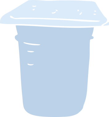 Bir insan tarafından çizilmiş yoğurt kabının düz renk çizimi