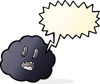 bir insan tarafından çizilmiş konuşma baloncuklu karikatür ürkütücü bulut