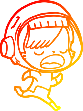 Bir insan tarafından çizilen çizgi film astronotunun sıcak çizgi çizimi