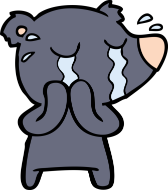 Bir insan tarafından çizilmiş ağlayan ayı karikatürü.