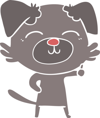 Bir insan tarafından çizilmiş düz renkli çizgi film köpeği.