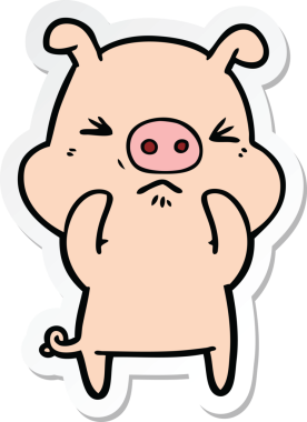 Bir insan tarafından çizilmiş kızgın bir domuzun çıkartması.