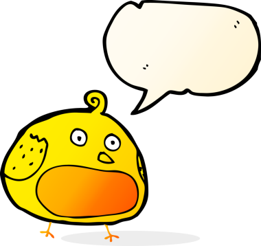 Bir insan tarafından çizilmiş konuşma balonlu şişman kuş.