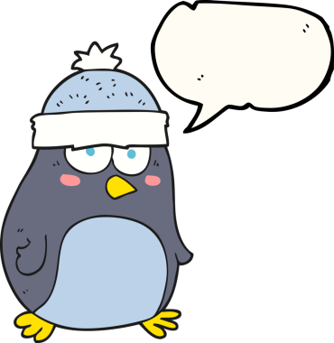 Bir insan tarafından çizilmiş serbest konuşma balonu karikatürü pengueni