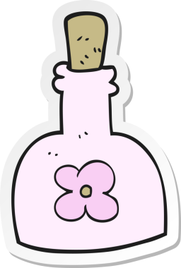 Bir insan tarafından çizilmiş bir karikatür güzellik ürününün çıkartması.