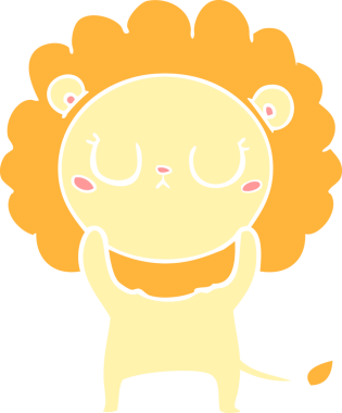 Bir insan tarafından çizilmiş düz renkli çizgi film aslanı