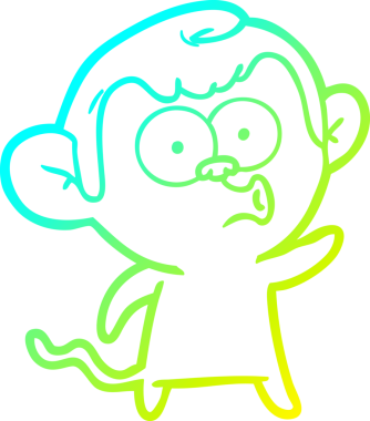 Bir insan tarafından çizilen korna çalan bir maymunun soğuk çizgi çizimi.