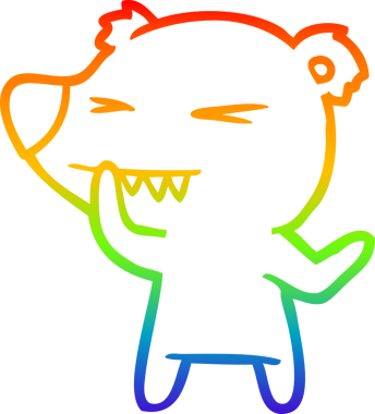 Kızgın kutup ayısı karikatürünü çizen gökkuşağı gradyanı bir insan tarafından çizilmiş.