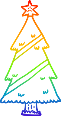 gökkuşağı gradyanı bir insan tarafından çizilmiş bir noel ağacının çizimi