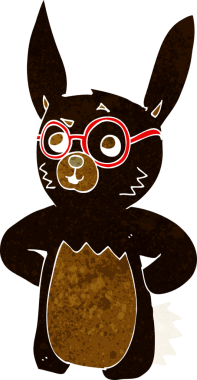 Bir insan tarafından çizilmiş gözlük takan çizgi film tavşanı