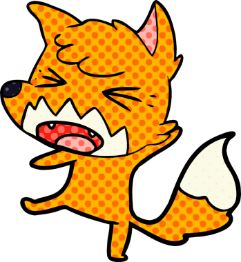 Bir insan tarafından çizilmiş kızgın çizgi film tilkisi.