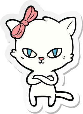 Bir insan tarafından çizilmiş şirin bir çizgi film kedisinin çıkartması.