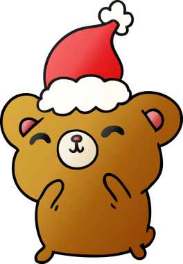 Bir insan tarafından çizilmiş Kawai ayısının el çizimi gradyan karikatürü.