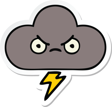 Bir insan tarafından çizilmiş şirin bir fırtına bulutunun çıkartması.