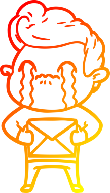 Bir insan tarafından çizilmiş ağlayan bir çizgi film karakteri çizimi.