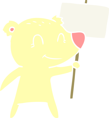 Bir insan tarafından çizilmiş düz renkli çizgi film ayı işareti