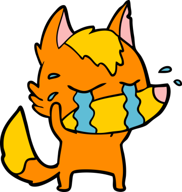 Bir insan tarafından çizilmiş üzgün küçük tilki çizgi film karakteri.