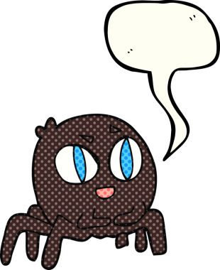 Bir insan tarafından çizilmiş serbest çizilmiş çizgi roman konuşma balonu çizgi film örümceği.