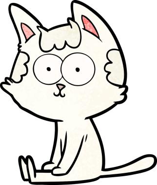 Bir insan tarafından çizilmiş mutlu çizgi film kedisi.