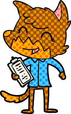 Ofis çalışanı Fox çizgi film karakteri bir insan tarafından çizilmiş.