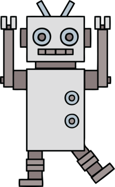 Bir insan tarafından çizilmiş dans eden bir robot çizimi.