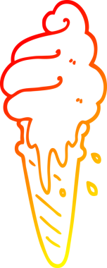 Bir insan tarafından çizilmiş bir dondurma külahının sıcak çizgi çizimi