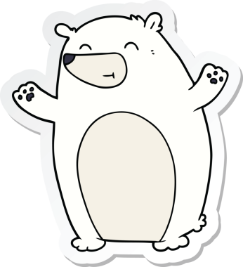 Bir insan tarafından çizilmiş mutlu bir kutup ayısının çıkartması.