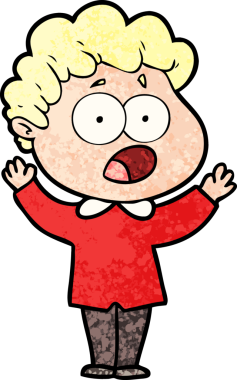 Bir insan tarafından çizilmiş bir karikatür adamı şaşkınlıkla nefes nefese kaldı.