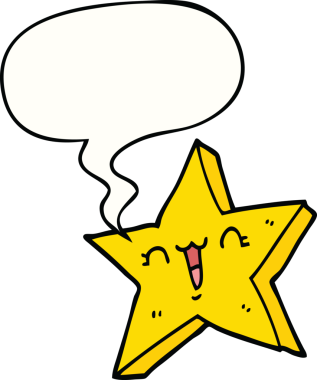 Bir insan tarafından çizilmiş tatlı bir çizgi film yıldızı.