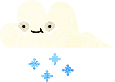 Bir insan tarafından çizilmiş bir kar bulutunun retro çizim tarzı karikatürü