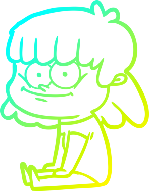 Bir insan tarafından çizilmiş gülümseyen bir çizgi film kızı çizimi.