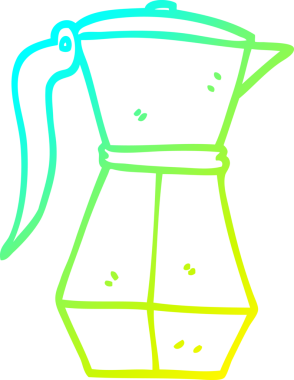 Bir insan tarafından çizilmiş soğuk gradyan espresso kahve demliğinin çizimi.