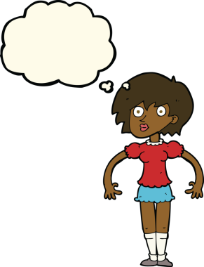 Bir insan tarafından çizilmiş düşünce balonlu bir karikatür.