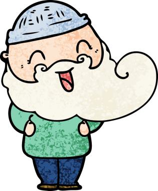 Bir insan tarafından çizilmiş mutlu sakallı adam.