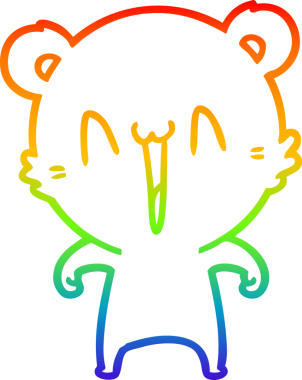 Mutlu kutup ayısı karikatürünü çizen gökkuşağı gradyanı bir insan tarafından çizilmiş.