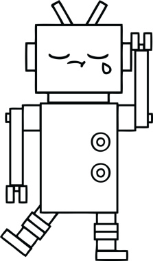 Bir insan tarafından çizilmiş ağlayan bir robot çizimi