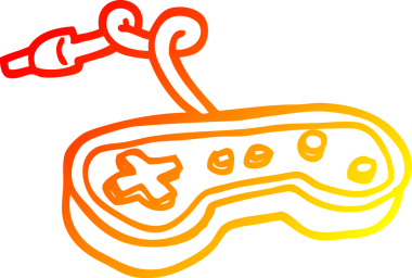 Bir insan tarafından çizilen çizgi film oyun denetleyicisinin sıcak gradyan çizimi