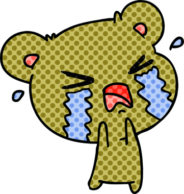 Bir insan tarafından çizilmiş ağlayan şirin bir ayının serbest çizimi.