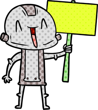 Bir insan tarafından çizilmiş çizgi film robotu