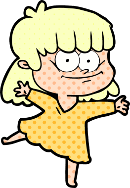 Bir insan tarafından çizilmiş gülümseyen bir kadın.